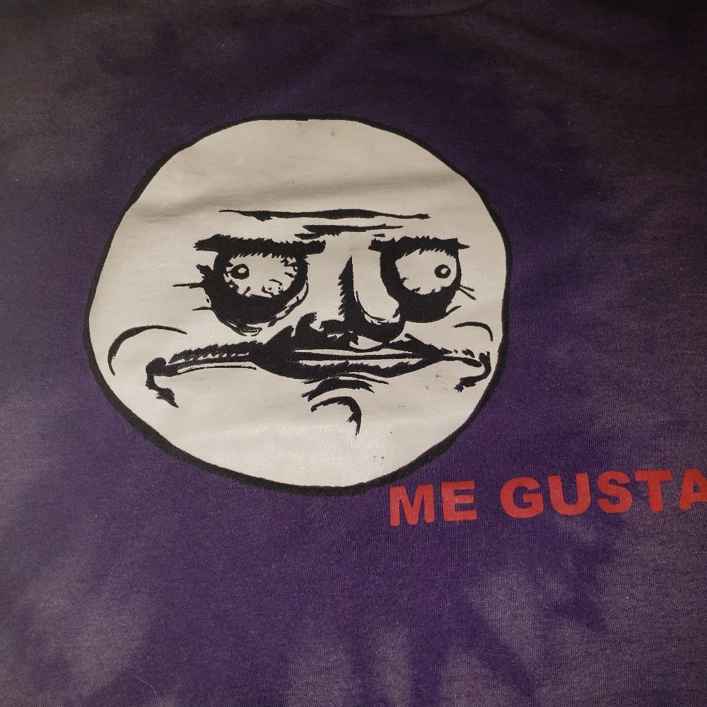 Purple Tie Dye T-Shirt Punch Out Meme Face Me Gusta Size Small